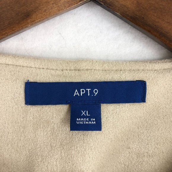 Apt. 9 Women's Size X-Large Beige Faux Suede Long Sleeve Asymmetrical Zip Jacket - Picture 8 of 11